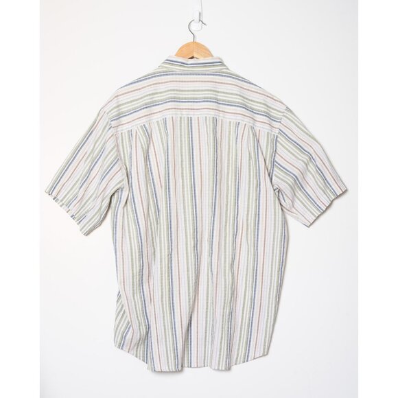 J&J Mens XXL Striped Button Up Shirt White - Picture 4 of 7